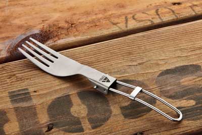 Titanium folding spork